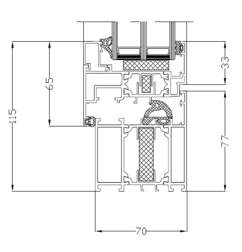 Produkt-Render — MB-70HI (Aluprofil-Querschnitt)